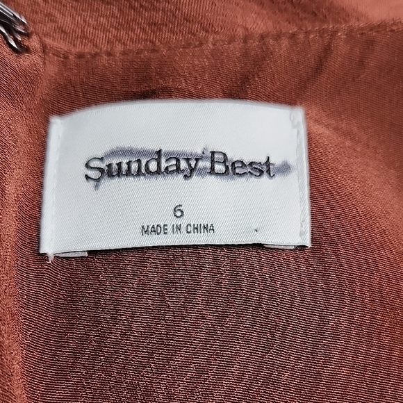 ARITZIA SUNDAY BEST Grayson Brown v-neck puff sleeve fit and flare short dress - Picture 10 of 16